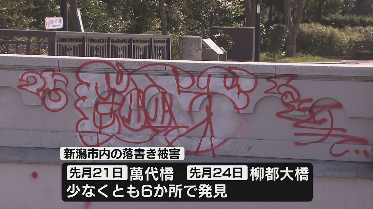 【新潟】共通点は「25」の文字　中央区のビルに落書き   神奈川県の19歳男2人を逮捕　萬代橋の落書きとの関連捜査…何故？
